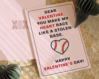 Baseball Valentine's Day Card Instant Valentines Download Printable Sports Valentine Gift Ideas