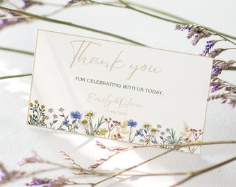 Wildflower Wedding Thank You Tag Template, Favor Tag Template, Floral Tag, Wedding Favors Tag, Minimal Floral, Canva Template