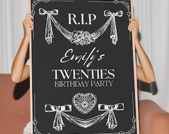 RIP Twenties Birthday Party Welcome Sign, Editable Canva Template (Instant Download)