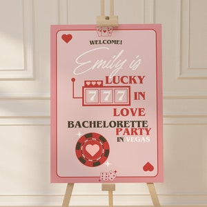 Lucky in Love Bachelorette Welcome Sign Template, Las Vegas Bachelorette Weekend Editable Canva Template, Casino Bach Party Theme