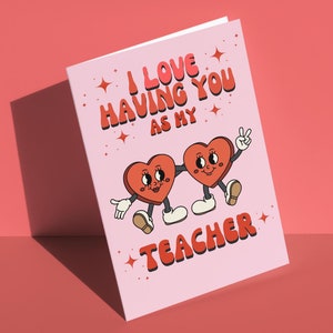 Carte de Saint-Valentin pour professeur rétro Saint-Valentin instantanée à télécharger pour la classe imprimable Idées cadeaux pour la Saint-Valentin Cadeau de Saint-Valentin pour professeur