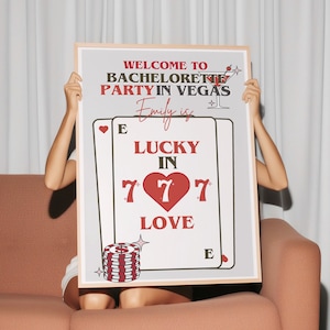 Casino Vegas Bachelorette Welcome Sign Template, Casino Night Bachelorette Party Weekend Editable Sign,  Lucky in Love Theme