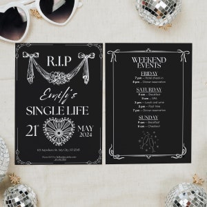 Rip Single Life Bachelorette Einladung & Reiseplan Vorlage, Til Death Bachelorette Party Wochenende einladen, Braut oder sterben Thema