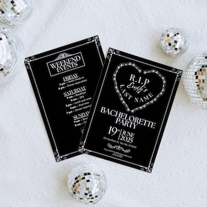 Rip Her Last Name Bachelorette Invitation & Itinerary Template, Bridal Shower Bachelorette Weekend Invite, Til Death Do Us Party Theme