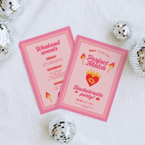 Perfect Match Bachelorette Invitation & Itinerary Template, Match Made in Heaven Bach Party Weekend Invite, She Found Her Perfect Match