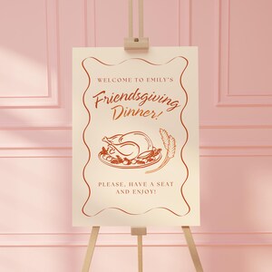 Friendsgiving Welcome Sign Template, Custom Wavy Frame Editable Welcome Sign, Personalized Dinner Party Sign, Thanksgiving Fall Theme