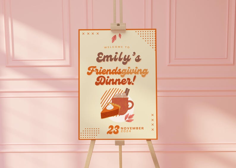 Friendsgiving Welcome Sign Template, Custom Party Sign, Editable Welcome Sign, Personalized Dinner Party Sign, Thanksgiving Fall Theme