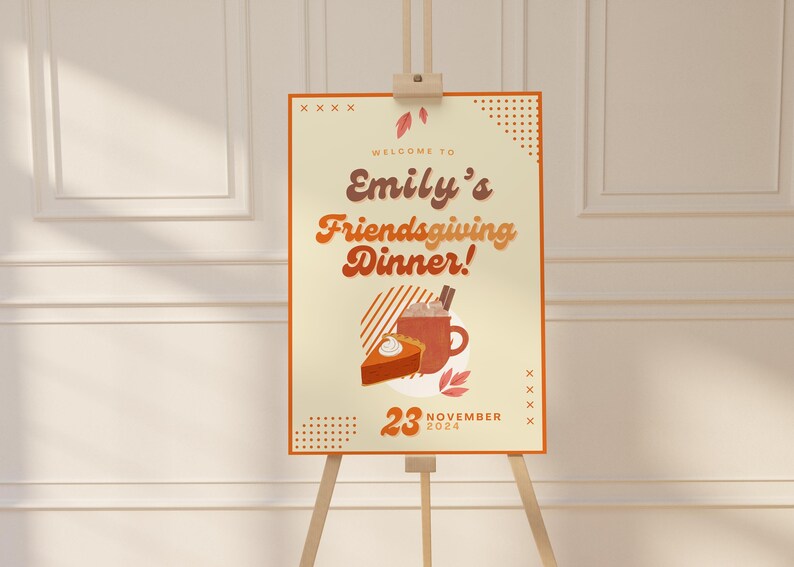 Friendsgiving Welcome Sign Template, Custom Party Sign, Editable Welcome Sign, Personalized Dinner Party Sign, Thanksgiving Fall Theme