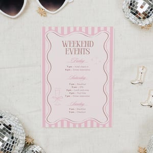 Pjs and Prosecco Bachelorette Invitation & Itinerary Template, Wavy Border Pajamas Bachelorette Weekend Invite, Slumber Party Bridal Shower
