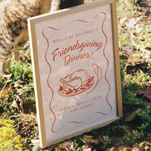 Friendsgiving Welcome Sign Template, Custom Wavy Frame Editable Welcome Sign, Personalized Dinner Party Sign, Thanksgiving Fall Theme