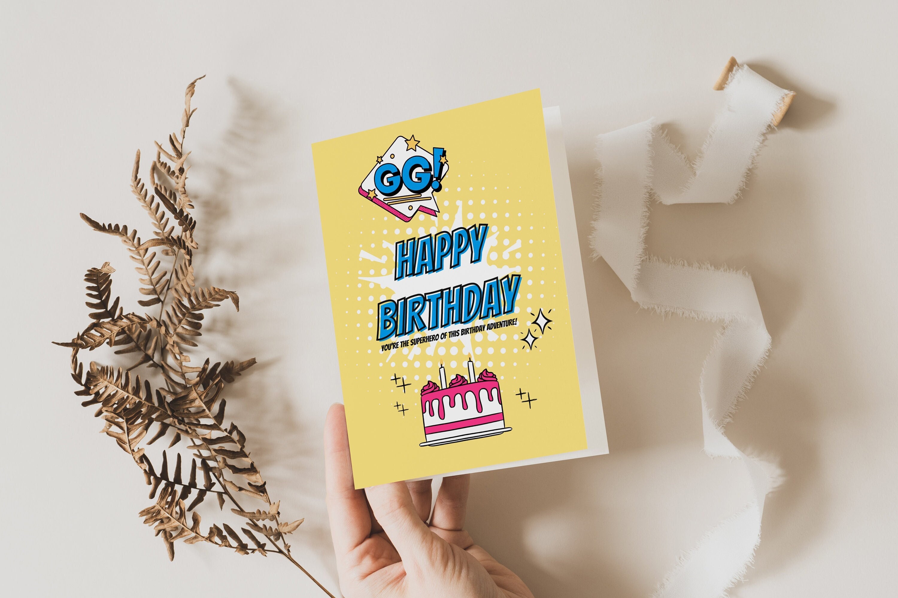 Comic Style Birthday Card Printable PDF Instant Download - Etsy
