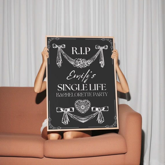 RIP Single Life Bachelorette Welcome Sign Template, Till Death Bachelorette Party Weekend Editable Sign,  Bride or Die Theme