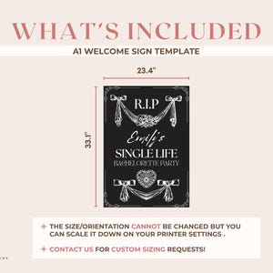 RIP Single Life Bachelorette Welcome Sign Template, Till Death Bachelorette Party Weekend Editable Sign, Bride or Die Theme image 4