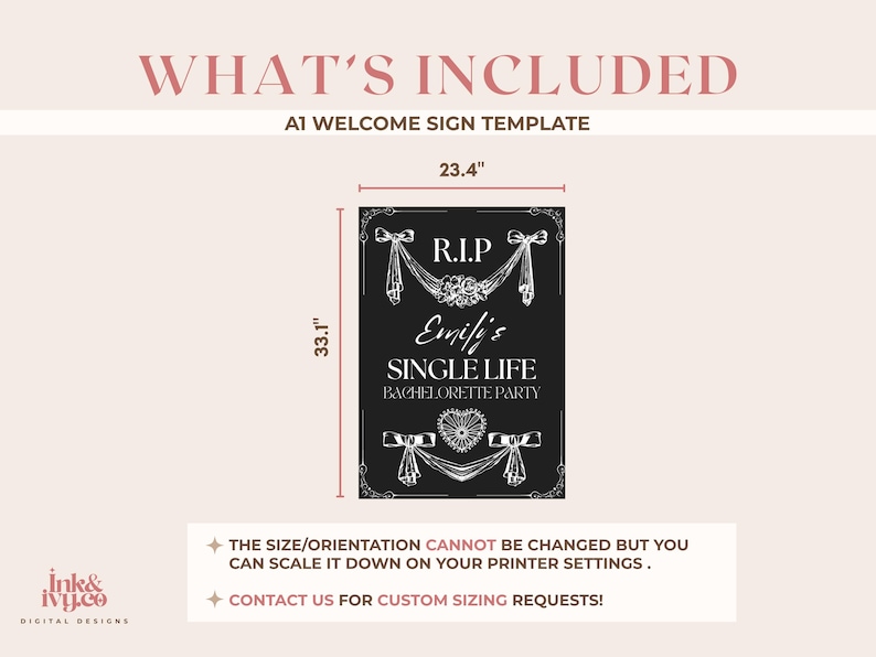 RIP Single Life Bachelorette Welcome Sign Template, Till Death Bachelorette Party Weekend Editable Sign, Bride or Die Theme image 4