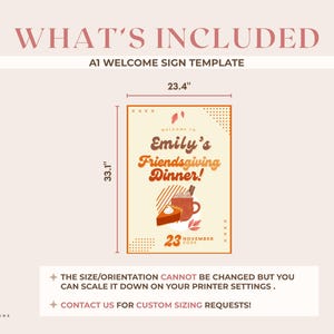 Friendsgiving Welcome Sign Template, Custom Party Sign, Editable Welcome Sign, Personalized Dinner Party Sign, Thanksgiving Fall Theme image 4