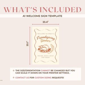 Friendsgiving Welcome Sign Template, Custom Wavy Frame Editable Welcome Sign, Personalized Dinner Party Sign, Thanksgiving Fall Theme image 4