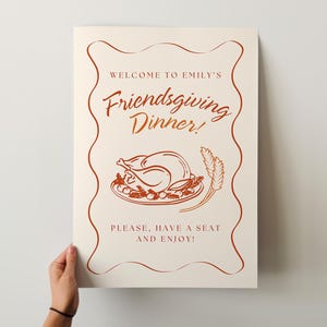 Friendsgiving Welcome Sign Template, Custom Wavy Frame Editable Welcome Sign, Personalized Dinner Party Sign, Thanksgiving Fall Theme