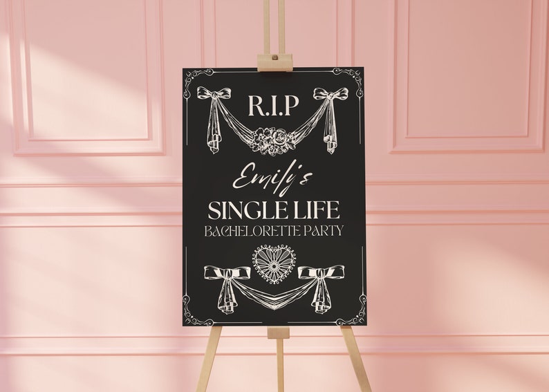RIP Single Life Bachelorette Welcome Sign Template, Till Death Bachelorette Party Weekend Editable Sign,  Bride or Die Theme