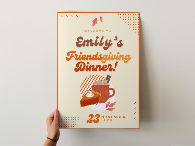 Friendsgiving Welcome Sign Template, Custom Party Sign, Editable Welcome Sign, Personalized Dinner Party Sign, Thanksgiving Fall Theme