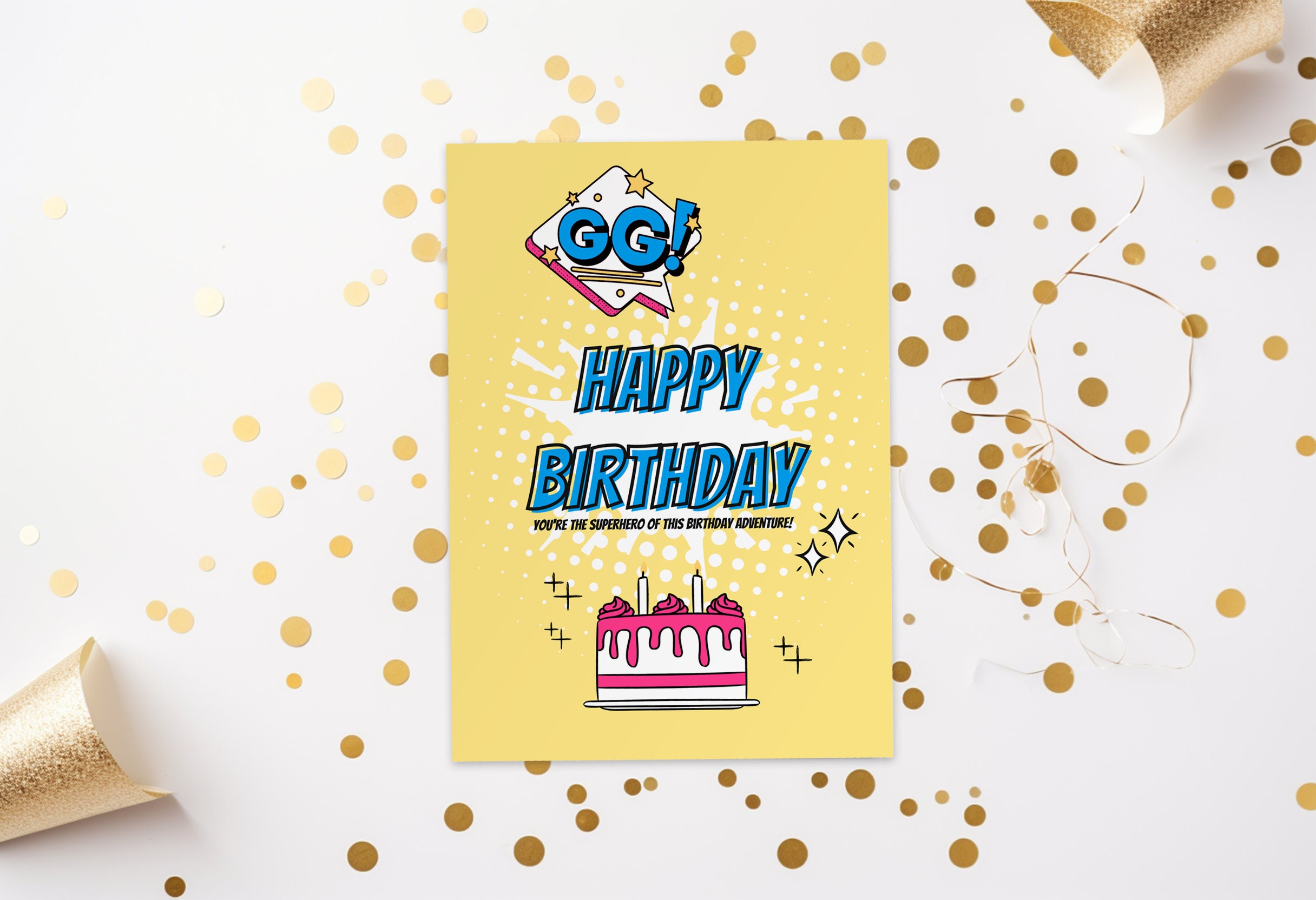 Comic Style Birthday Card Printable PDF Instant Download - Etsy