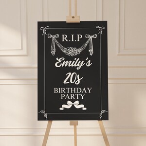 RIP 20s Party Welcome Sign Template, Death to My 20s Birthday Party Editable Sign, RIP Twenties 30th Birthday Theme Canva Editable Template
