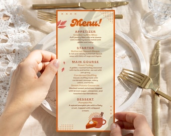 Friendsgiving Dinner Menu Template, Custom Dinner Menu Card, Custom Thanksgiving Menu Template, Personalized Printable Menu, Fall Theme