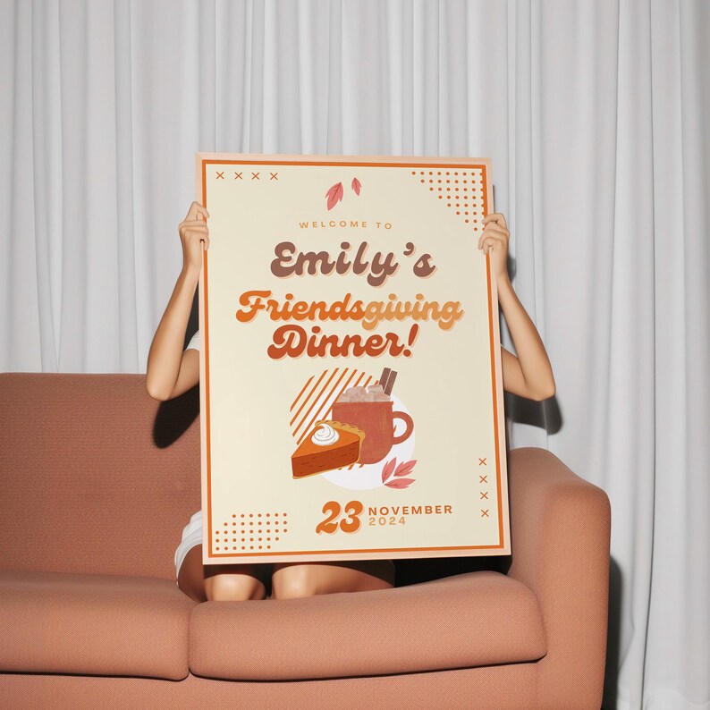 Friendsgiving Welcome Sign Template, Custom Party Sign, Editable Welcome Sign, Personalized Dinner Party Sign, Thanksgiving Fall Theme