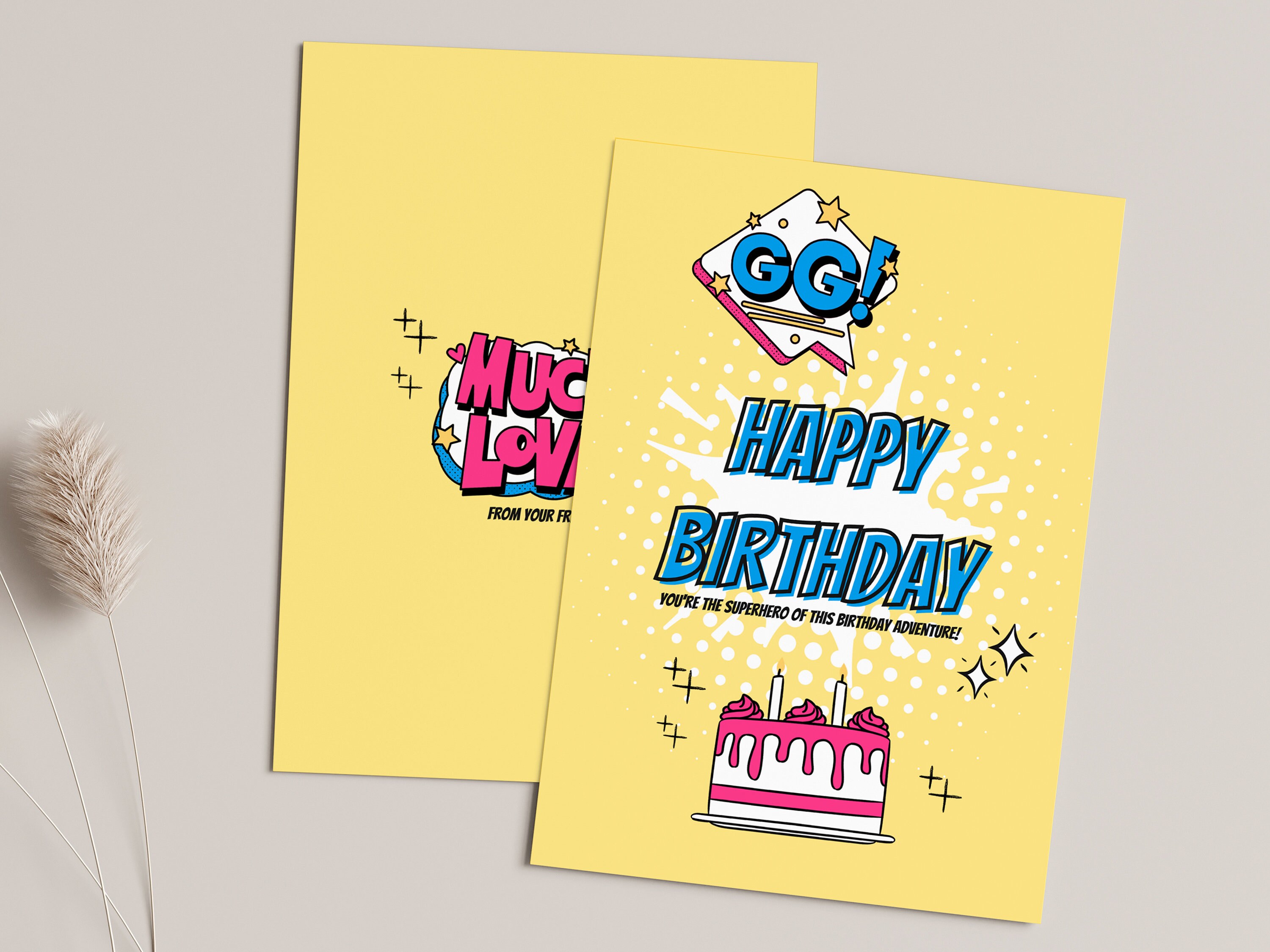 Comic Style Birthday Card Printable PDF Instant Download - Etsy