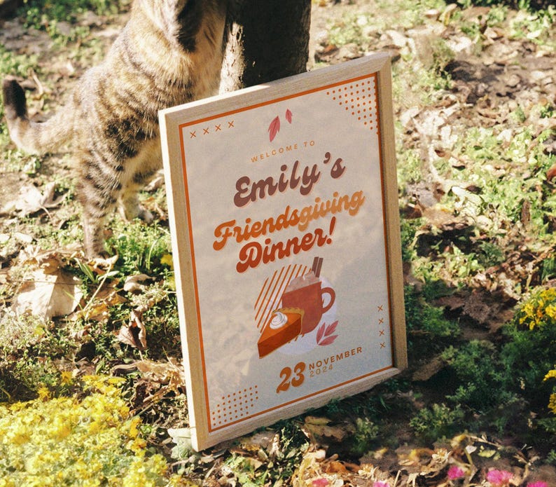 Friendsgiving Welcome Sign Template, Custom Party Sign, Editable Welcome Sign, Personalized Dinner Party Sign, Thanksgiving Fall Theme