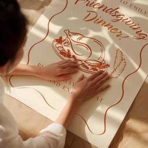 Friendsgiving Welcome Sign Template, Custom Wavy Frame Editable Welcome Sign, Personalized Dinner Party Sign, Thanksgiving Fall Theme