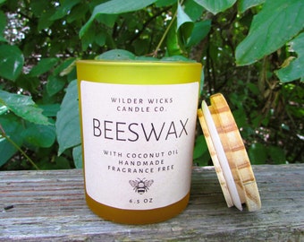 Handmade 6.5 oz Beeswax Candle - Natural Home Decor - Clean-Burning Honeybee Wax - Gift Idea