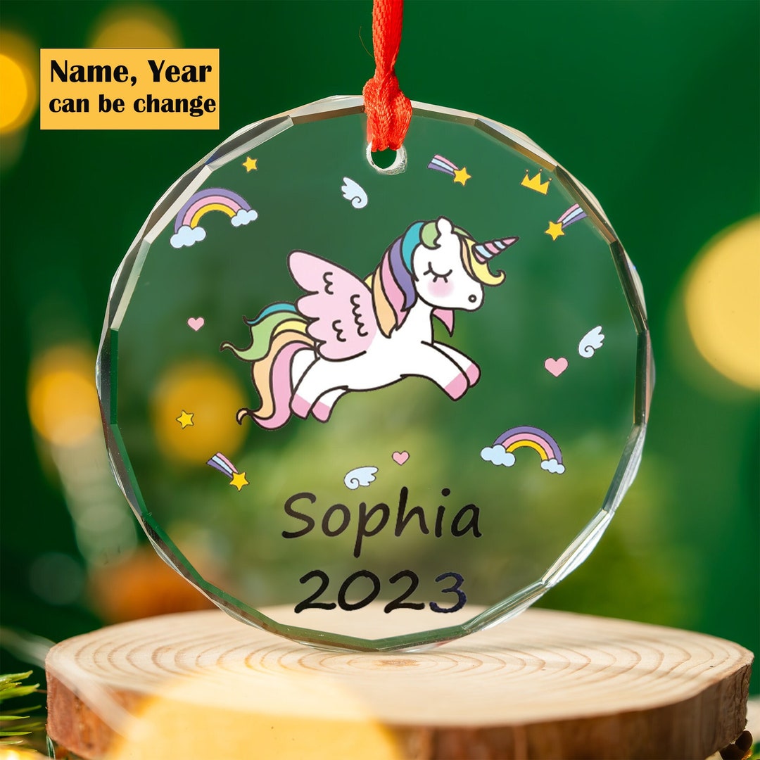 Unicorn Christmas Ornament 2023 Girls Personalized Ornament Etsy
