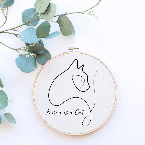 Karma is a Cat - Taylor Swift - Embroidery Pattern Template - PDF Digital Download