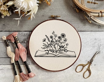 Wildflowers in a Book  - Embroidery Pattern - PDF Digital Download