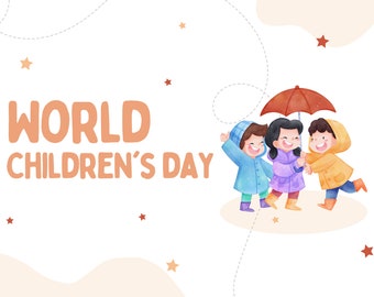 Pink Simple World Childrens Day card, Digital File, Png File