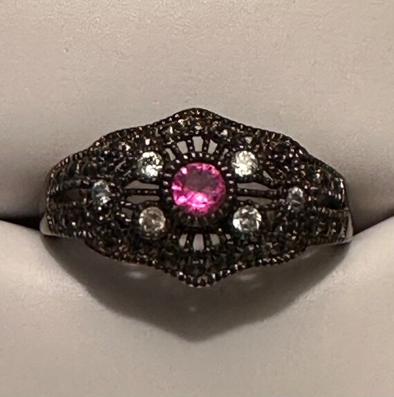 Vintage ruby and sterling silver ring - image 2