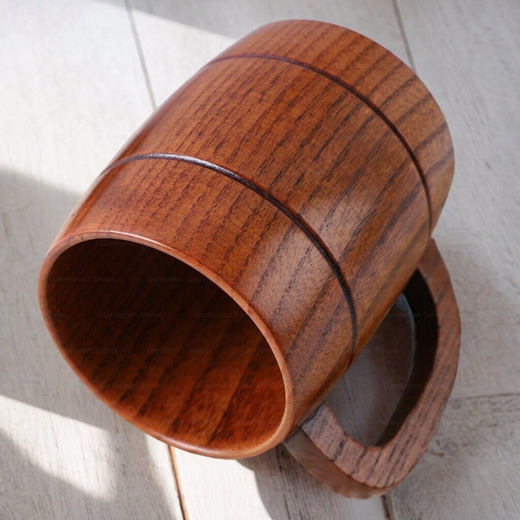 320ml Beer Mug Handmade Wooden Tankard Stein Beer Brown Wood Etsy