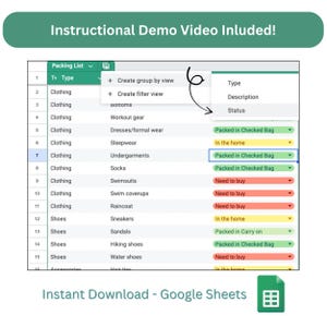 Trip Packing List and Home Prep Digital Tracker in Google Sheets - Pre Vacation, Travel, Trip Checklist, Prepare for Travel, Home To-Do List