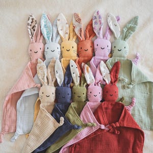 Schnuffeltuch personalisiert Hase | Schmusetuch Baby Musselin | Babygeschenk Geburt Neugeboren 画像 2