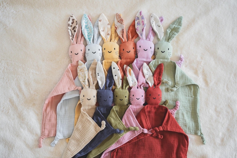 Schnuffeltuch personalisiert Hase | Schmusetuch Baby Musselin | Babygeschenk Geburt Neugeboren 画像 2