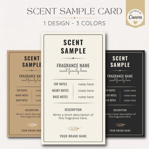 Candle Scent Sample Card Template, Editable Canva Fragrance Card, Wax Melt Sample Insert, Customer Feedback Card, 3 Colors