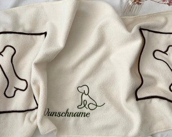 my STITCHERY Hundehandtuch mit Namen und oder Motiv Bestickt - Personalisiertes Handtuch für Hunde schnell trocknend (40 x 100 cm, Sand)