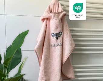 my STITCHERY Badeponcho Kinder mit Namen Bestickt, Oeko-TEX® Standard 100- Personalisiertes Kapuzenhandtuch mit gesticktem Namen und Motiv