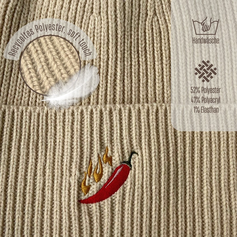 Mütze mit Motiv bestickt Personalisierte Beanie aus hochwertigem Strick als außergewöhnliche Geschenkidee grob Bild 2