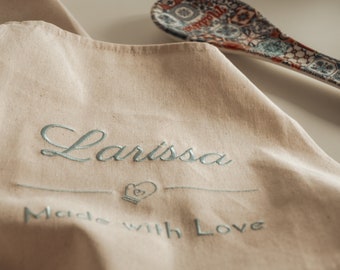 my STITCHERY apron personalized with embroidered motif and desired text - individually personalized cooking apron made of high-quality cotton