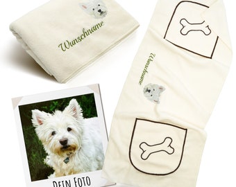 my STITCHERY Dog Towel Embroidered with Name and Dog Portrait - Personalized Towel for Dog Lovers (40 x 100 cm)