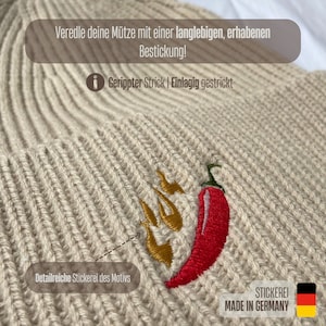 Mütze mit Motiv bestickt Personalisierte Beanie aus hochwertigem Strick als außergewöhnliche Geschenkidee grob Bild 4