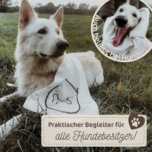 my STITCHERY Hundehandtuch mit Namen und oder Motiv Bestickt Personalisiertes Handtuch für Hunde schnell trocknend 40 x 100 cm, Sand Bild 4