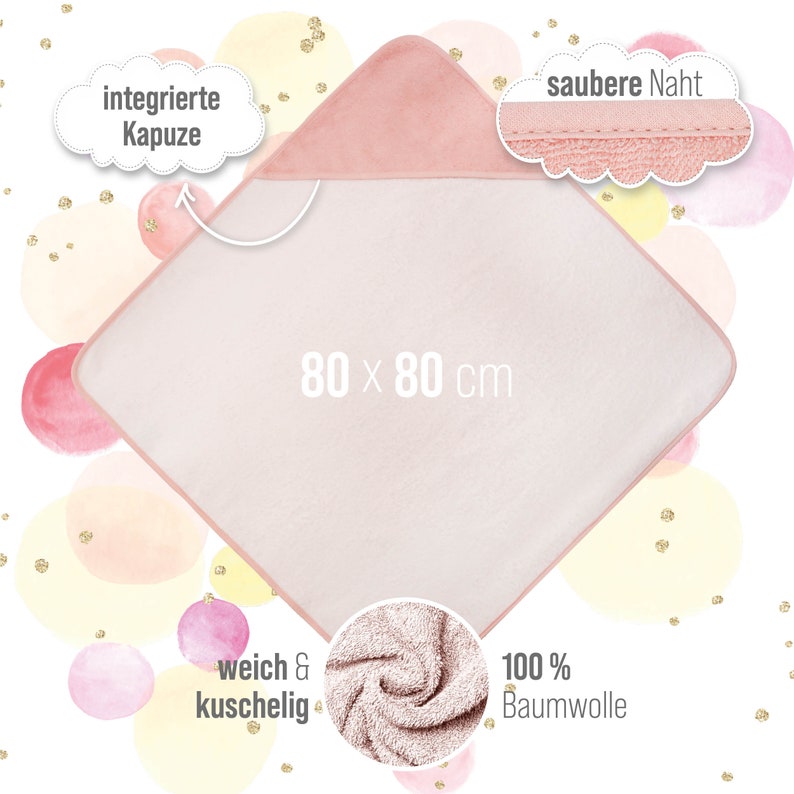 Babyhandduk med huva, Oeko-TEX® Standard 100 - Personlig babyhandduk broderad med namn och motiv bild 3