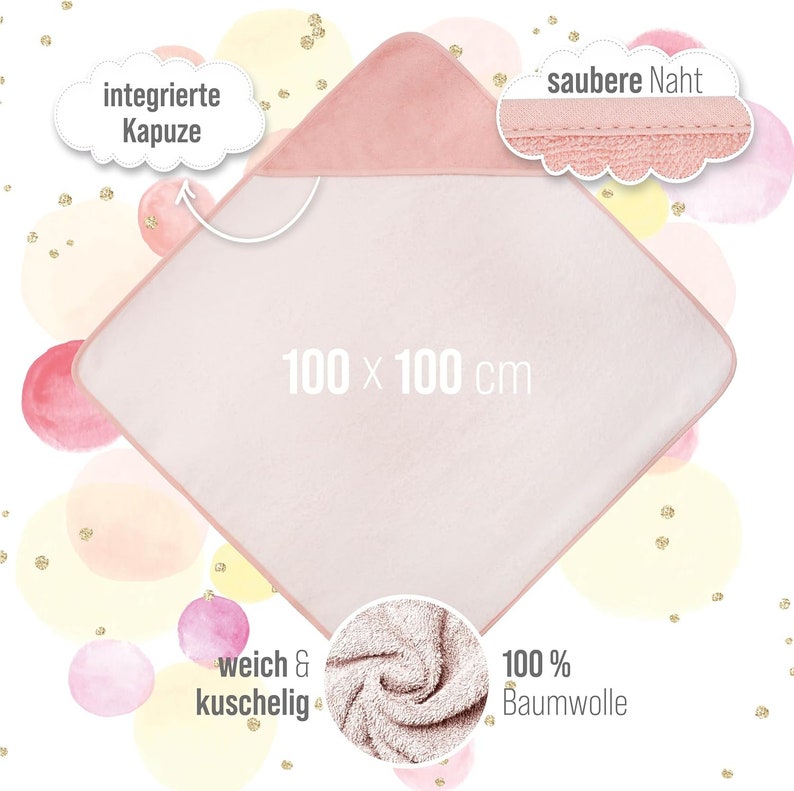 Babyhandduk med huva, Oeko-TEX® Standard 100 - Personlig babyhandduk broderad med namn och motiv bild 4